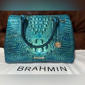 NWT Brahmin small Finley Peacock metallic Melbourne Genuine Leather Bag